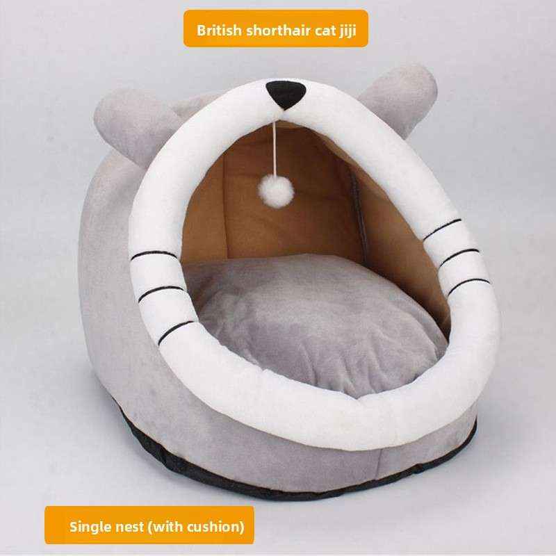 Removable Washable Pet House – Windproof Cozy Shelter - Dog Beds & Furniture - TinPaw - Gray British Short Hair Nest - L 46x42x38cm - SU00109087 - Gray British Short Hair Nest - L 46x42x38cm
