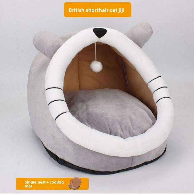 Removable Washable Pet House – Windproof Cozy Shelter - Dog Beds & Furniture - TinPaw - Gray British Short Hair Nest Cooling Mat - L 46x42x38cm - SU00109087 - Gray British Short Hair Nest Cooling Mat - L 46x42x38cm