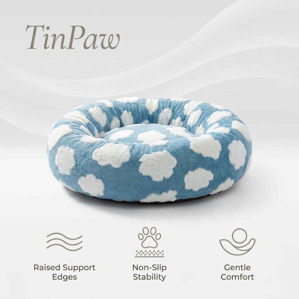 Round Thermal Dog Bed Nest – Cozy Raised - Side Design - Dog Beds & Furniture - TinPaw