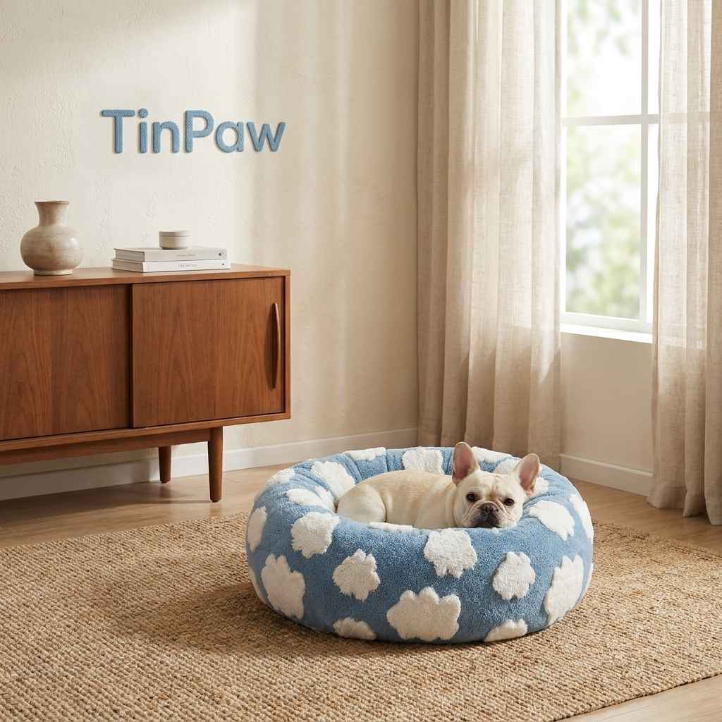 Round Thermal Dog Bed Nest – Cozy Raised - Side Design - Dog Beds & Furniture - TinPaw