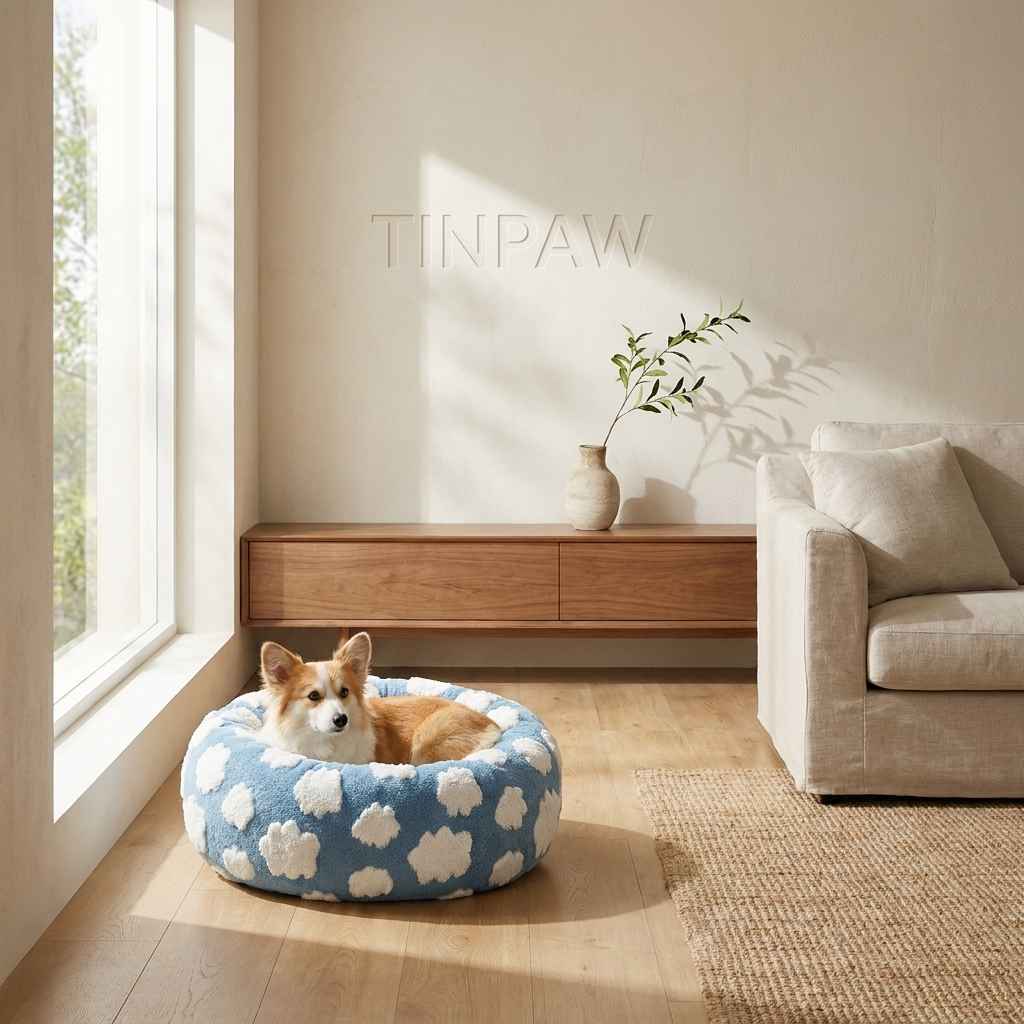 Round Thermal Dog Bed Nest – Cozy Raised - Side Design - Dog Beds & Furniture - TinPaw