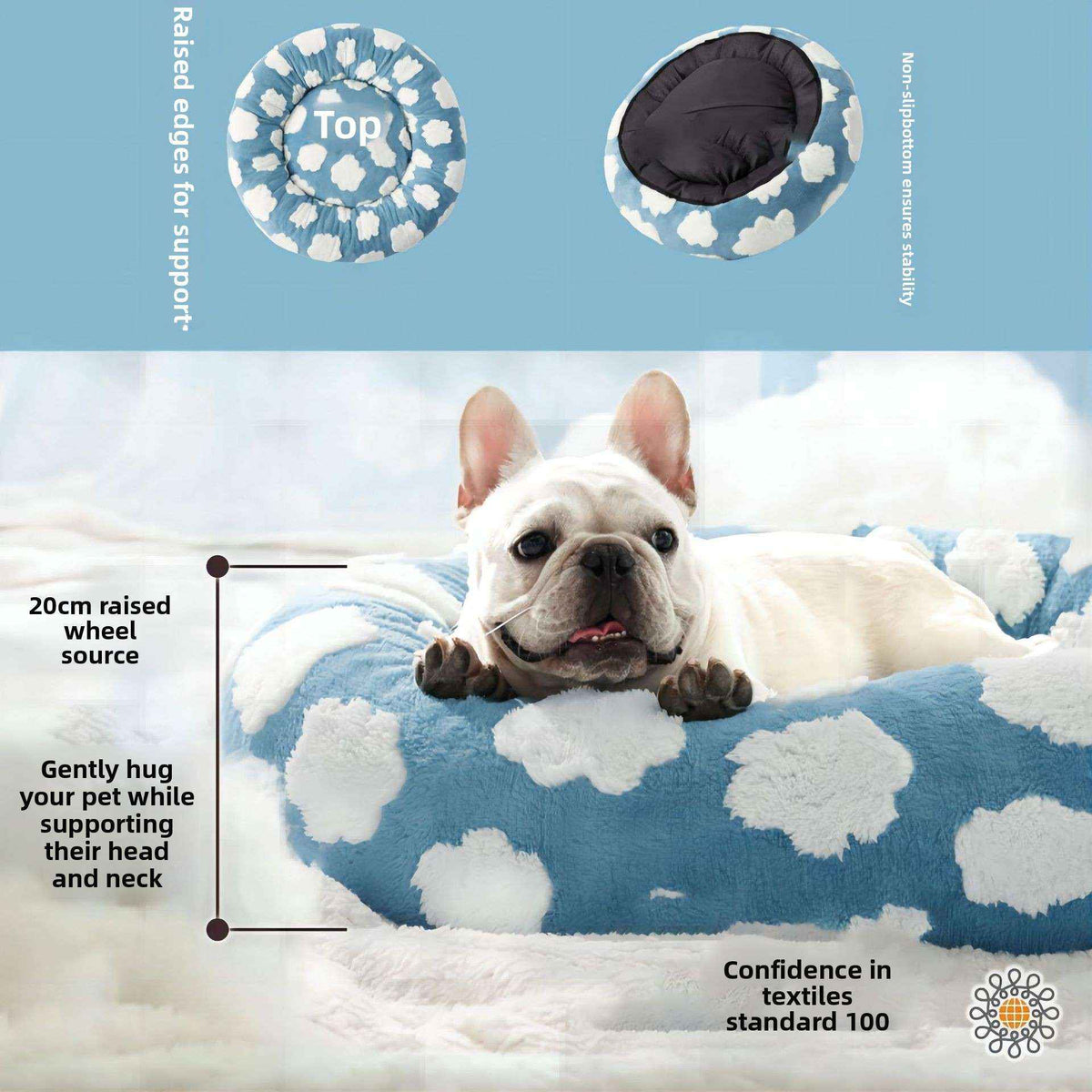 Round Thermal Dog Bed Nest – Cozy Raised - Side Design - Dog Beds & Furniture - TinPaw