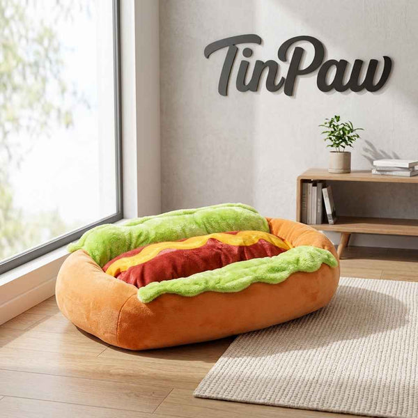 Hot Dog Novelty Pet Bed – Soft Cozy Dog Sofa - Dog Beds & Furniture - TinPaw