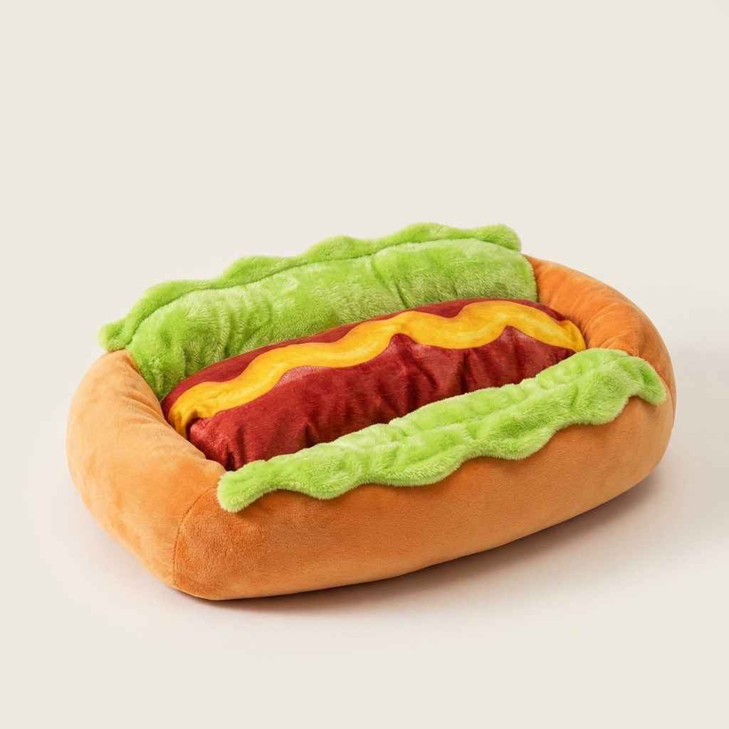 Hot Dog Novelty Pet Bed – Soft Cozy Dog Sofa - Dog Beds & Furniture - TinPaw