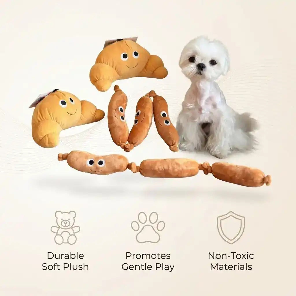 Sausage Plush Dog Toy with Squeaker - Dog Toys - TinPaw