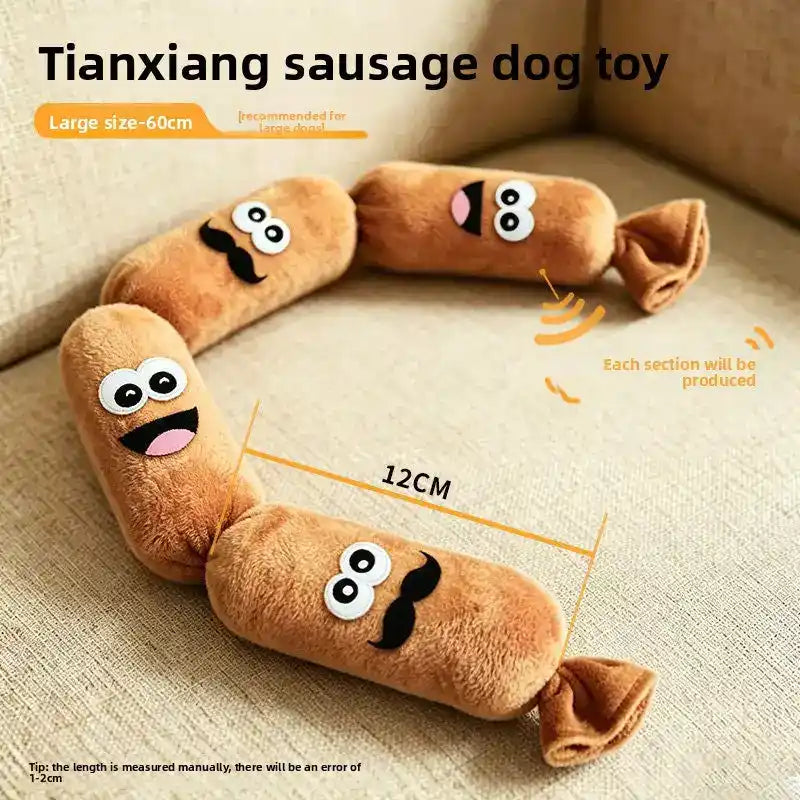 Sausage Plush Dog Toy with Squeaker - Dog Toys - TinPaw