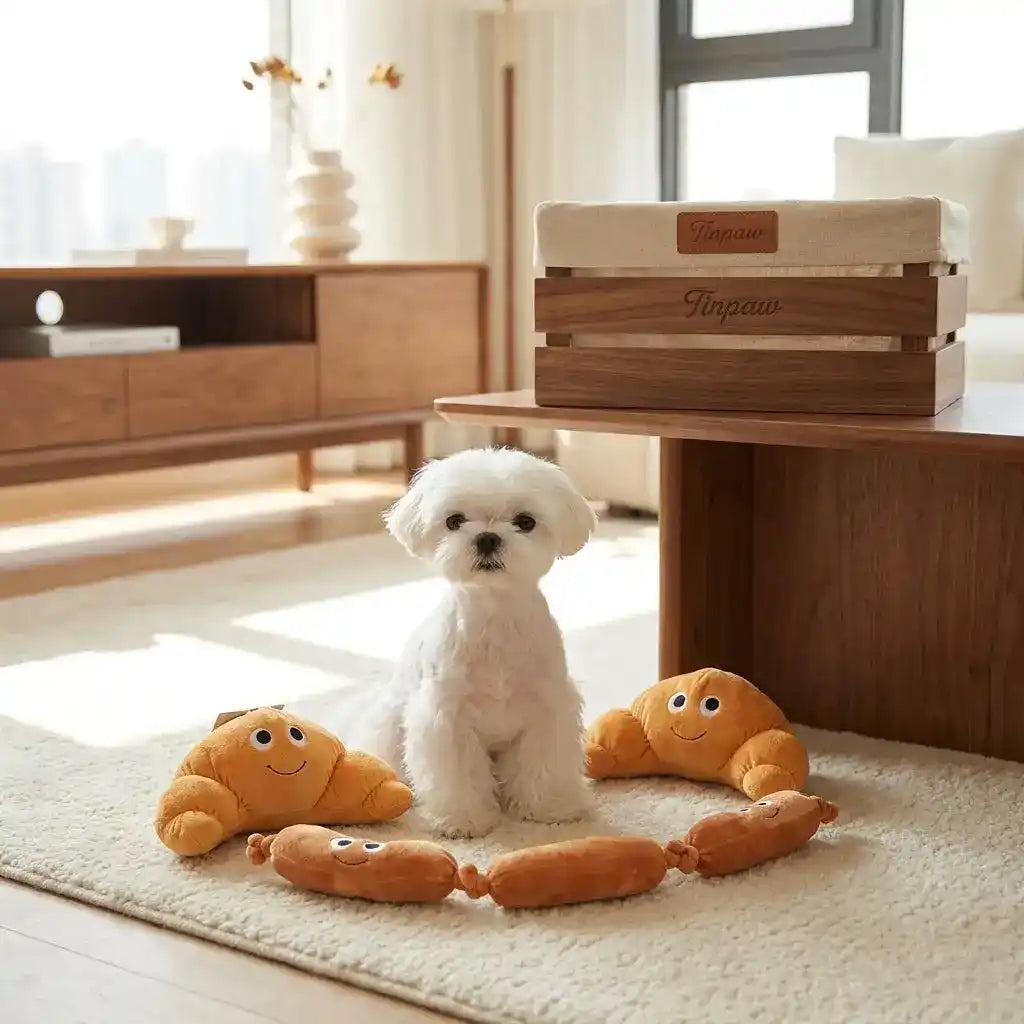 Sausage Plush Dog Toy with Squeaker - Dog Toys - TinPaw