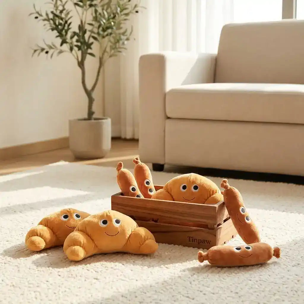 Sausage Plush Dog Toy with Squeaker - Dog Toys - TinPaw