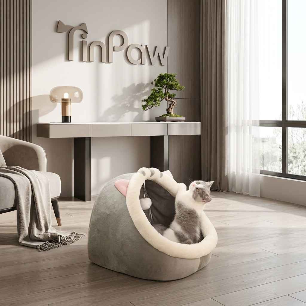 Semi - Enclosed Pet Nest Bed – Cozy Small Dog & Cat Den - Dog Beds & Furniture - TinPaw