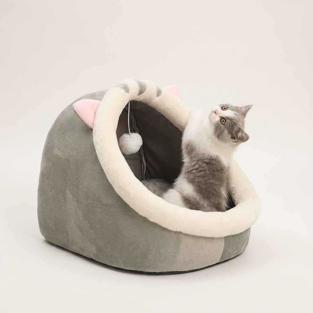 Semi - Enclosed Pet Nest Bed – Cozy Small Dog & Cat Den - Dog Beds & Furniture - TinPaw
