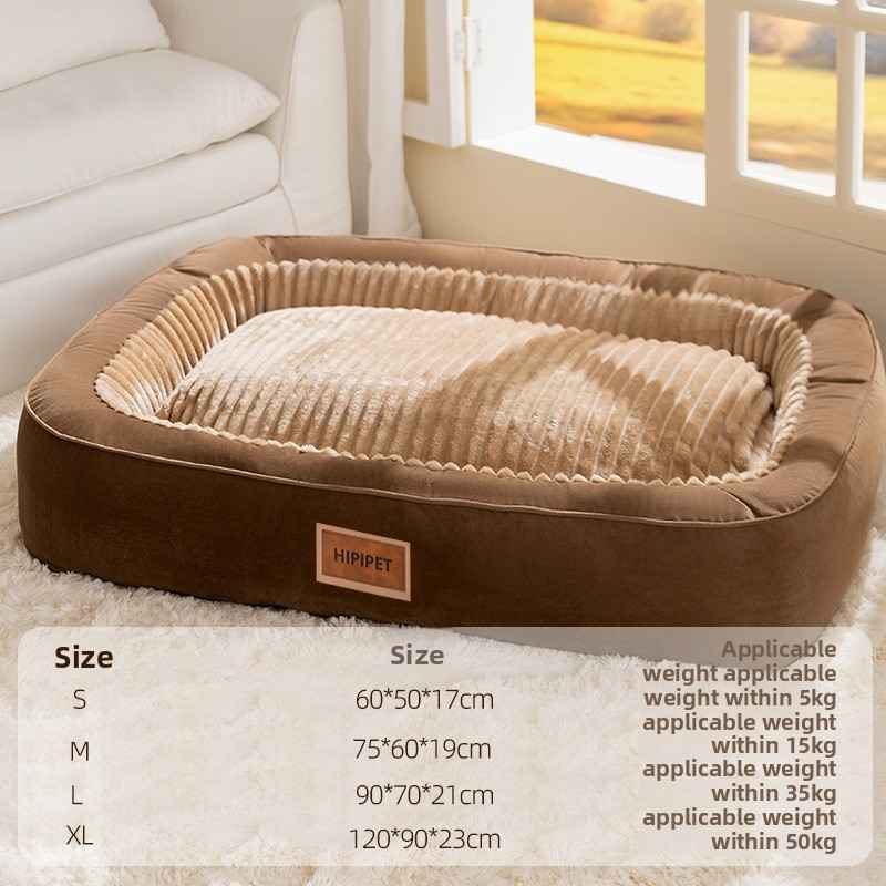 Semi - Enclosed Plush Pet Bed for Dogs & Cats - Dog Beds & Furniture - TinPaw - Brown Oval - L - SUPEFDB00009 - A2