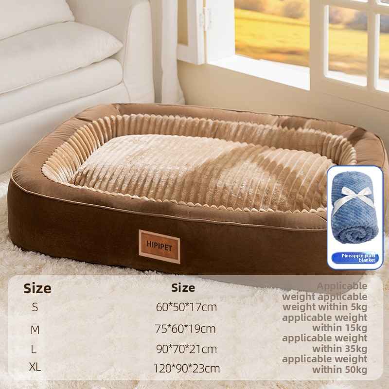 Semi - Enclosed Plush Pet Bed for Dogs & Cats - Dog Beds & Furniture - TinPaw - Brown Oval Blanket - XL - SUPEFDB00009 - AB