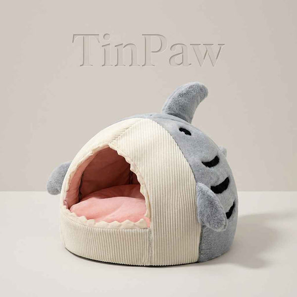 Shark Cave Dog Bed – Cozy Semi - Enclosed Pet Nest - Dog Beds & Furniture - TinPaw