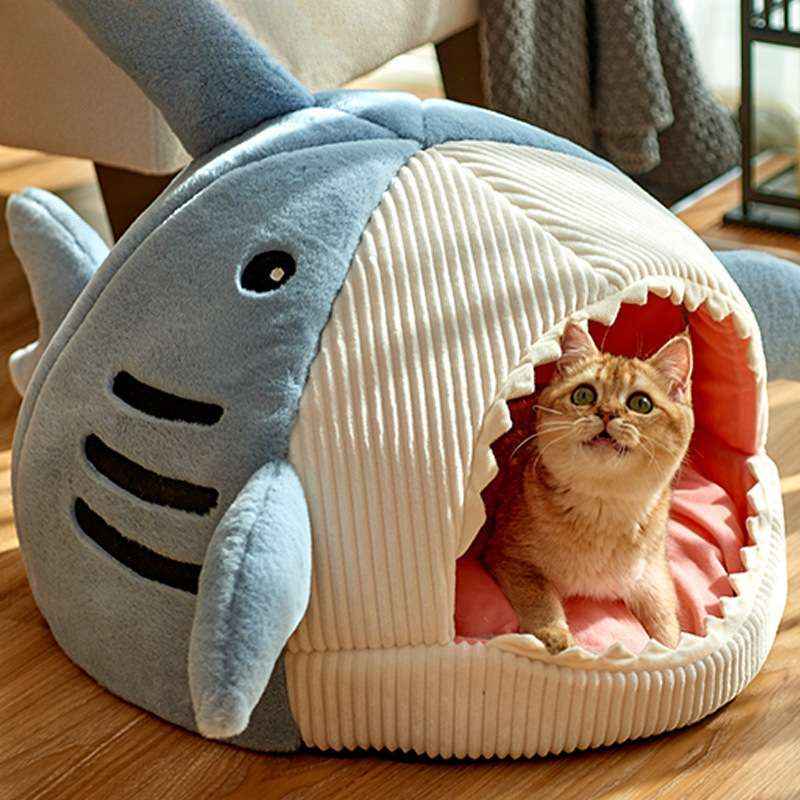 Shark Cave Dog Bed – Cozy Semi - Enclosed Pet Nest - Dog Beds & Furniture - TinPaw