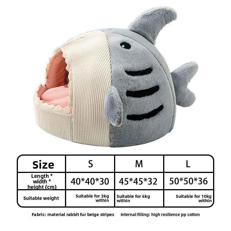Shark Cave Dog Bed – Cozy Semi - Enclosed Pet Nest - Dog Beds & Furniture - TinPaw