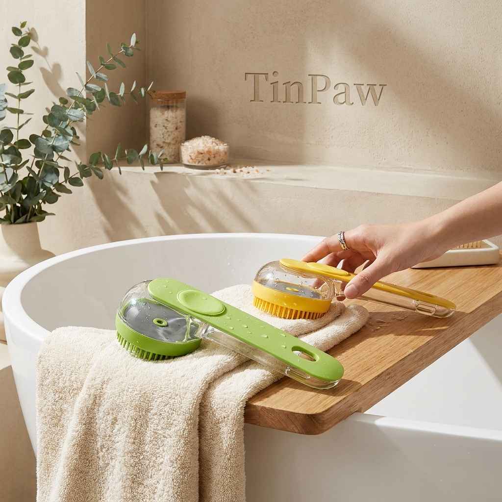 Silicone Pet Grooming Bath Brush – Massage & Deshedding - Dog Slicker Brushes - TinPaw