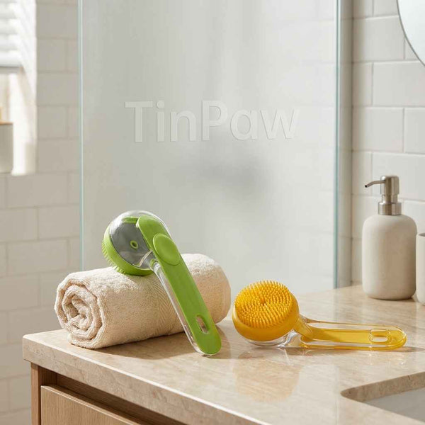 Silicone Pet Grooming Bath Brush – Massage & Deshedding - Dog Slicker Brushes - TinPaw