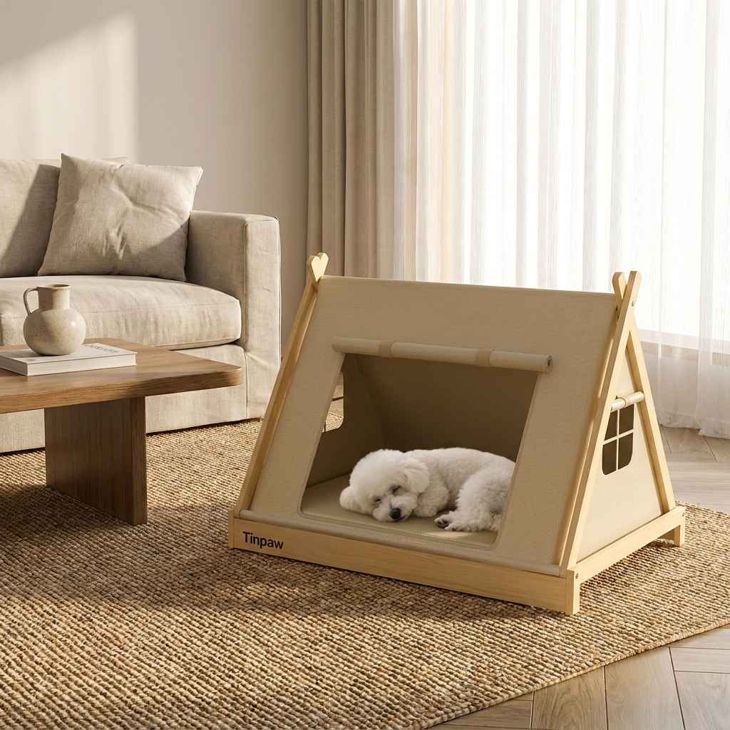 Small Dog Tent Kennel with Breathable Mesh & Mat - Dog Beds & Furniture - TinPaw