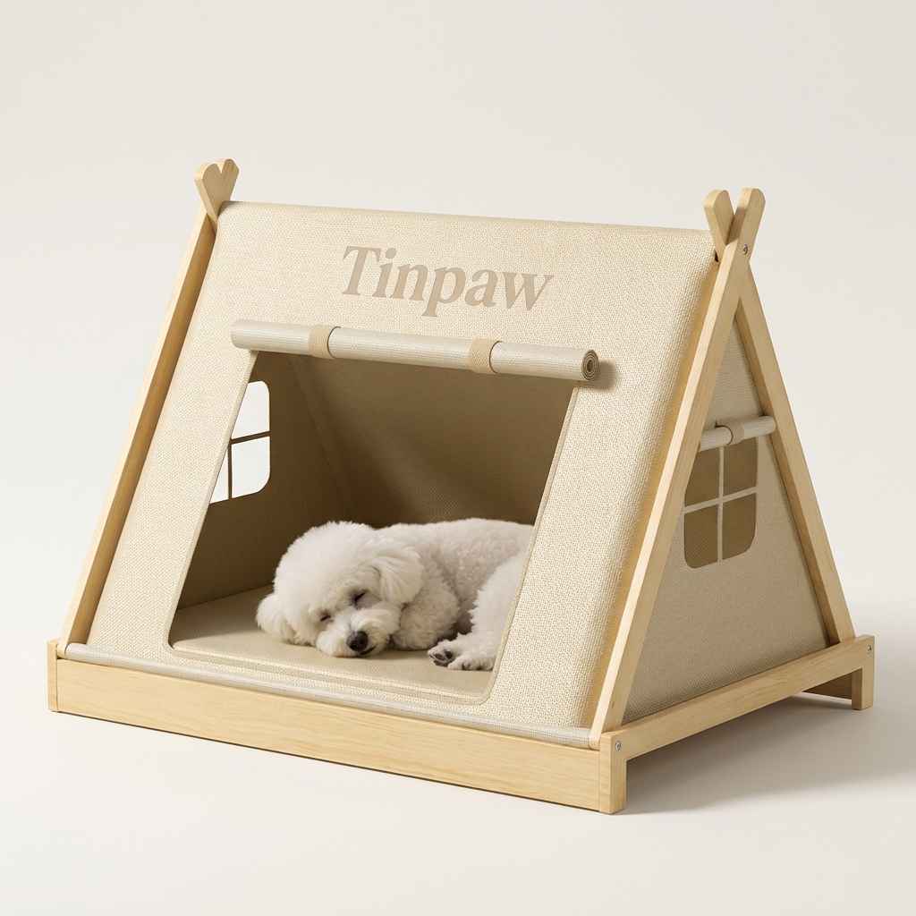 Small Dog Tent Kennel with Breathable Mesh & Mat - Dog Beds & Furniture - TinPaw