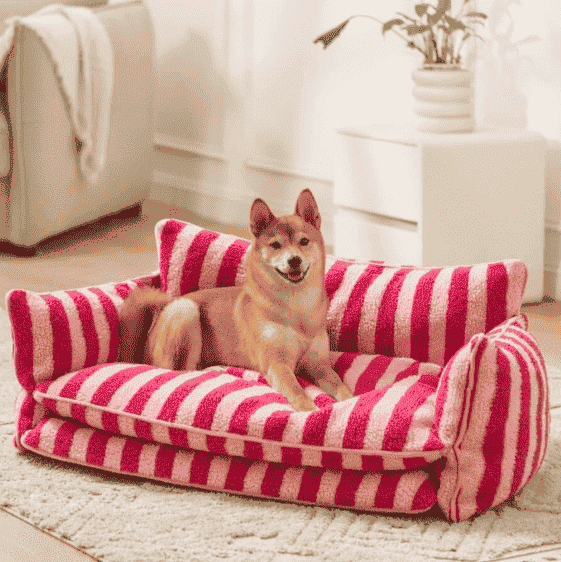 Striped Sofa Dog Bed – Removable, Washable Cover - Dog Beds & Furniture - TinPaw - Pink Stripe - XXL 120x70x40cm - SU00360729 - Pink Stripe - XXL 120x70x40cm