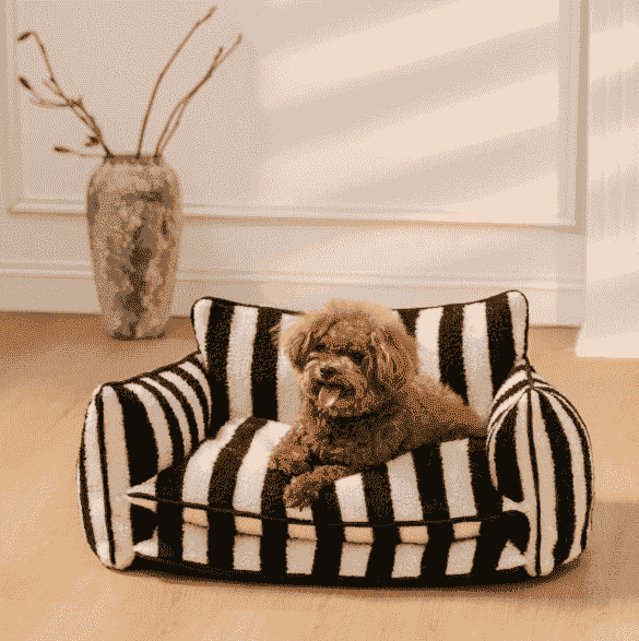 Striped Sofa Dog Bed – Removable, Washable Cover - Dog Beds & Furniture - TinPaw - Black White Stripe - XXL 120x70x40cm - SU00360729 - Black White Stripe - XXL 120x70x40cm
