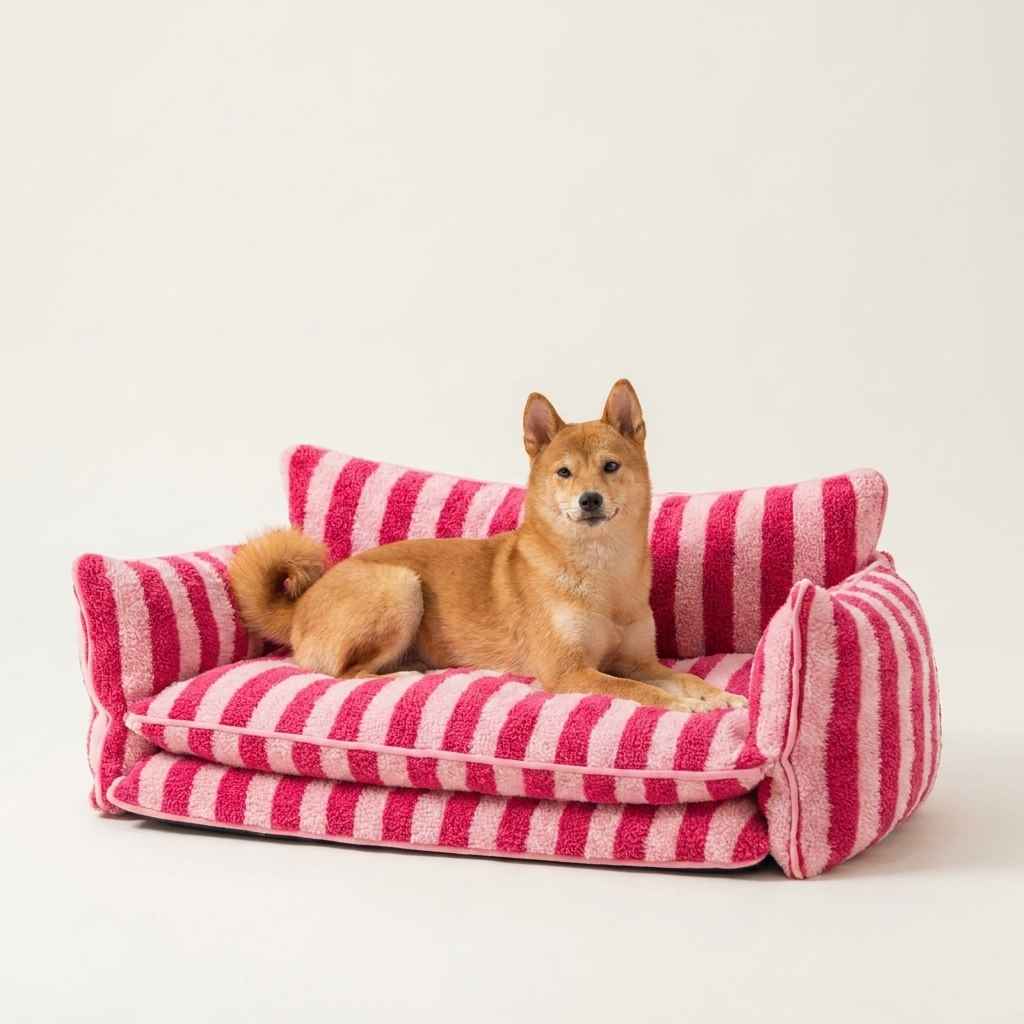 Striped Sofa Dog Bed – Removable, Washable Cover - Dog Beds & Furniture - TinPaw