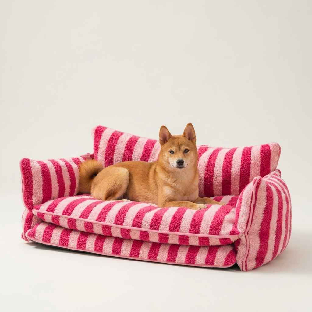 Striped Sofa Dog Bed – Removable, Washable Cover - Dog Beds & Furniture - TinPaw