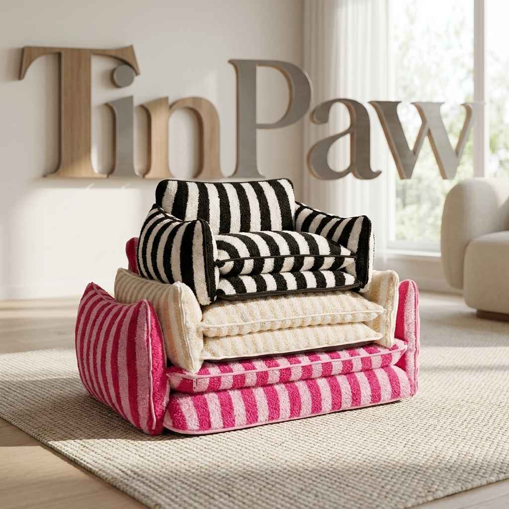 Striped Sofa Dog Bed – Removable, Washable Cover - Dog Beds & Furniture - TinPaw
