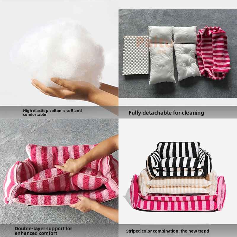 Striped Sofa Dog Bed – Removable, Washable Cover - Dog Beds & Furniture - TinPaw