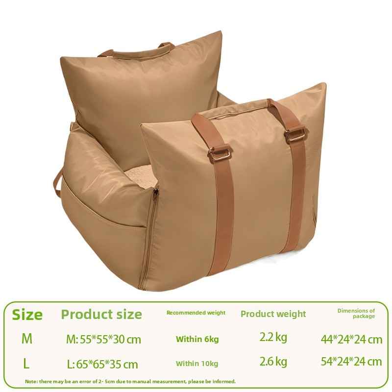 Washable Dog Car Seat Bed – Waterproof & Secure - Dog Beds & Furniture - TinPaw - Brown M 55x55x30cm - SU00360589 - Brown M 55x55x30cm
