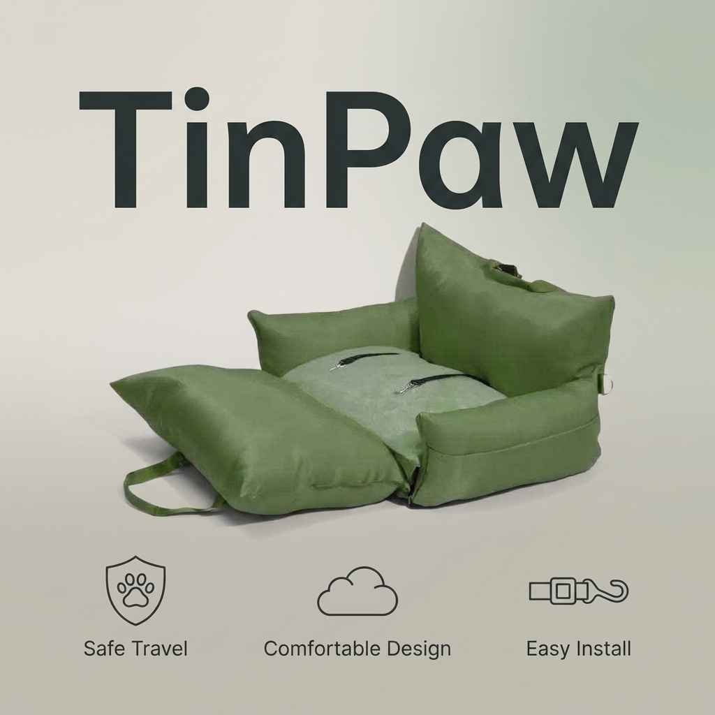 Washable Dog Car Seat Bed – Waterproof & Secure - Dog Beds & Furniture - TinPaw - Olive Green L 65x65x35cm - SU00360589 - Olive Green L 65x65x35cm