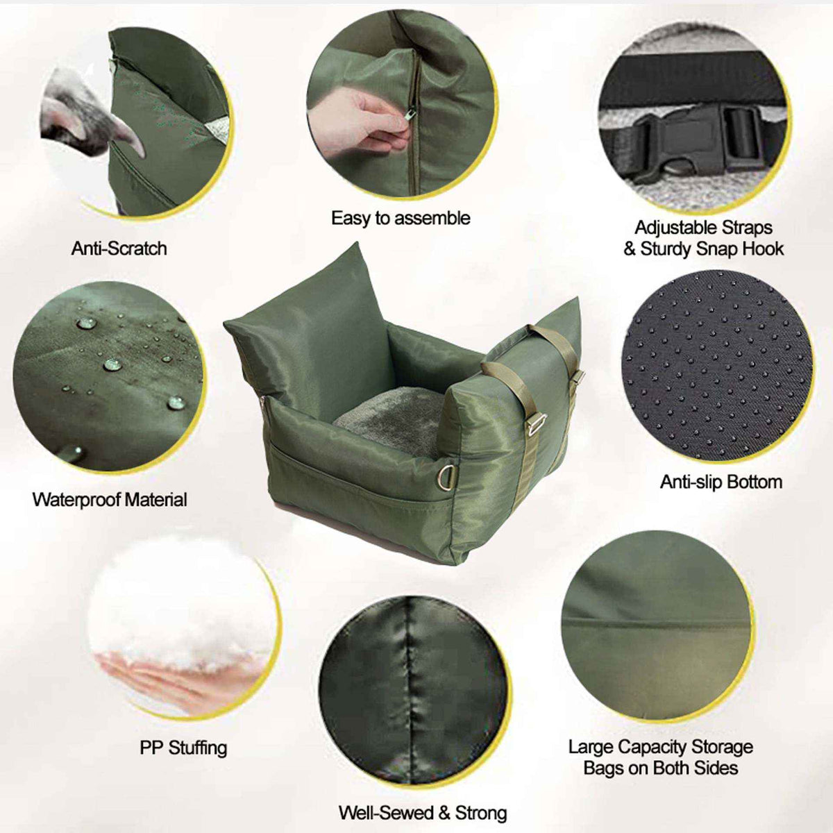 Washable Dog Car Seat Bed – Waterproof & Secure - Dog Beds & Furniture - TinPaw