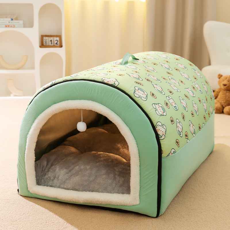 Washable Fleece Pet House for Cats and Dogs - Dog Beds & Furniture - TinPaw - 2XL - Green - SU00109278 - 2XL - Green