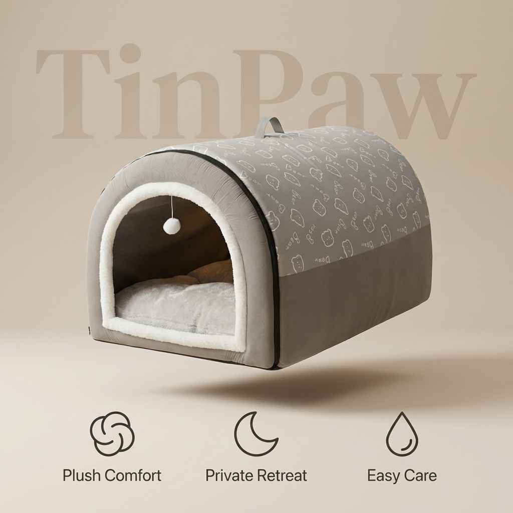 Washable Fleece Pet House for Cats and Dogs - Dog Beds & Furniture - TinPaw