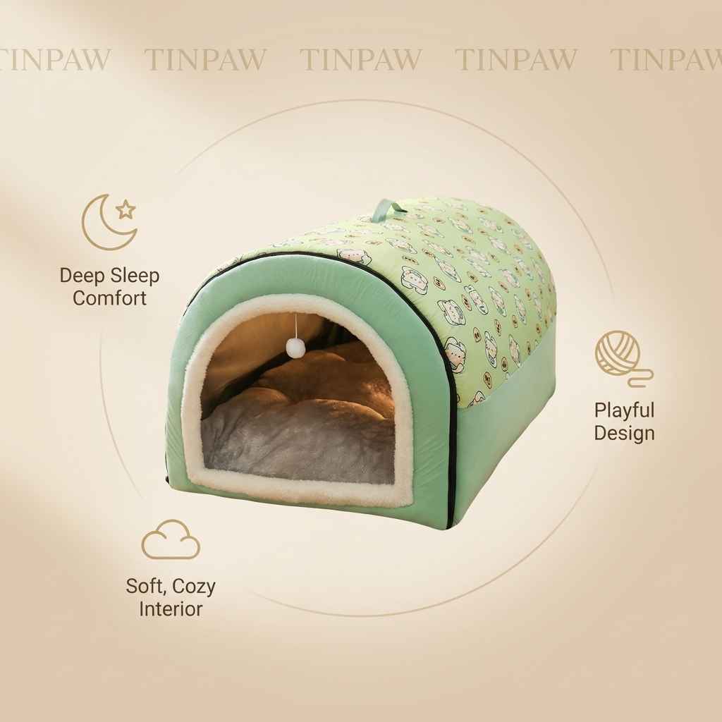 Washable Fleece Pet House for Cats and Dogs - Dog Beds & Furniture - TinPaw