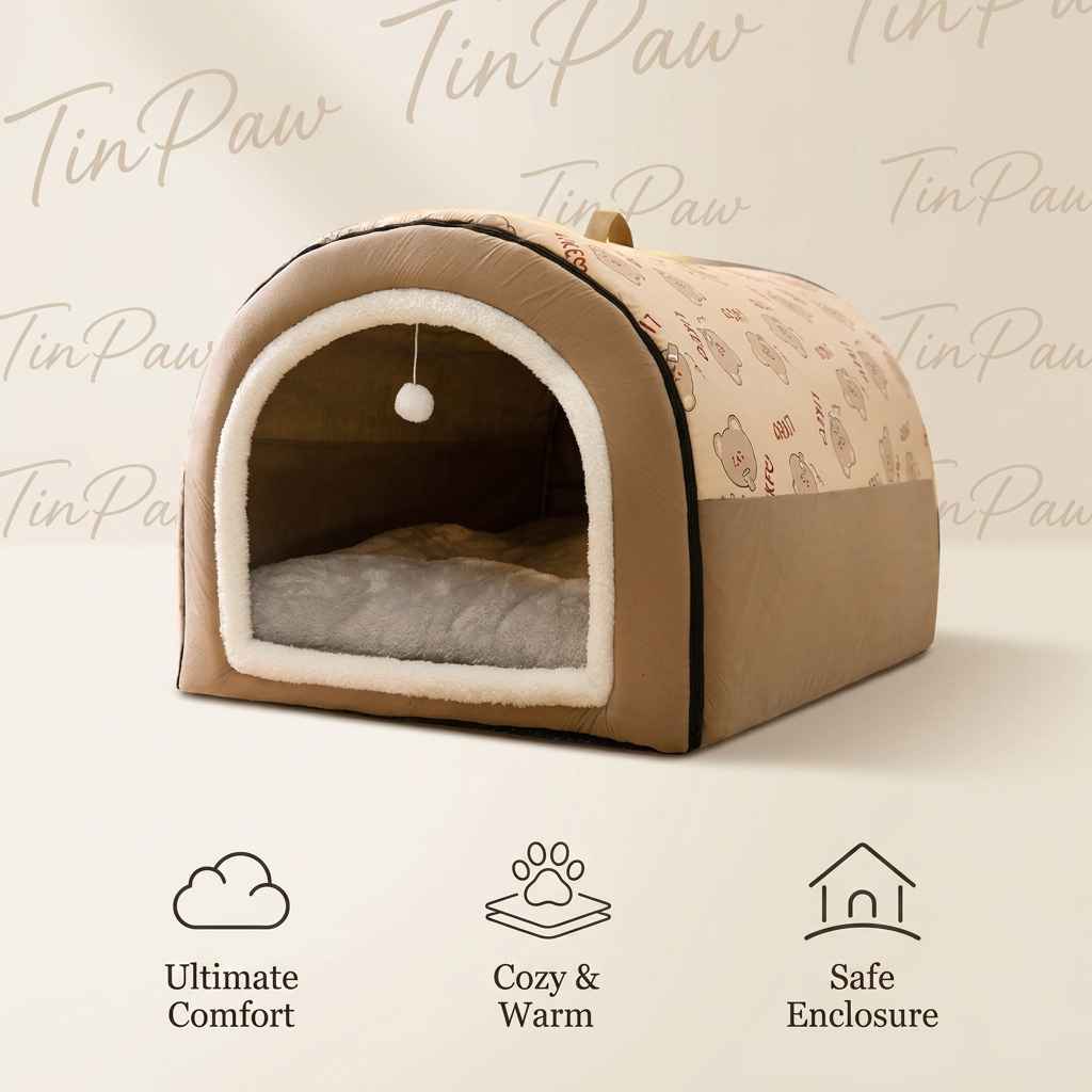 Washable Fleece Pet House for Cats and Dogs - Dog Beds & Furniture - TinPaw