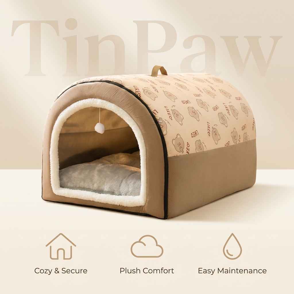 Washable Fleece Pet House for Cats and Dogs - Dog Beds & Furniture - TinPaw