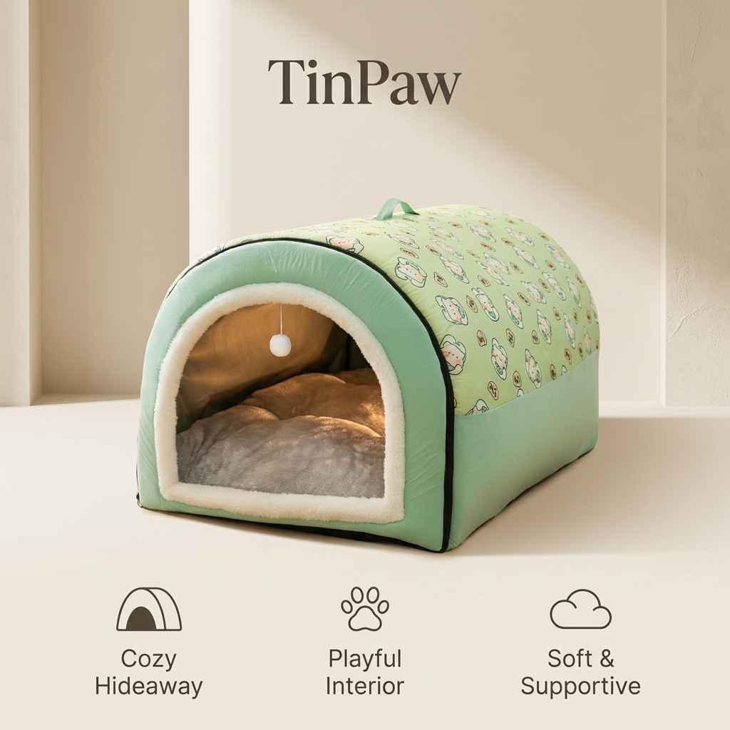 Washable Fleece Pet House for Cats and Dogs - Dog Beds & Furniture - TinPaw