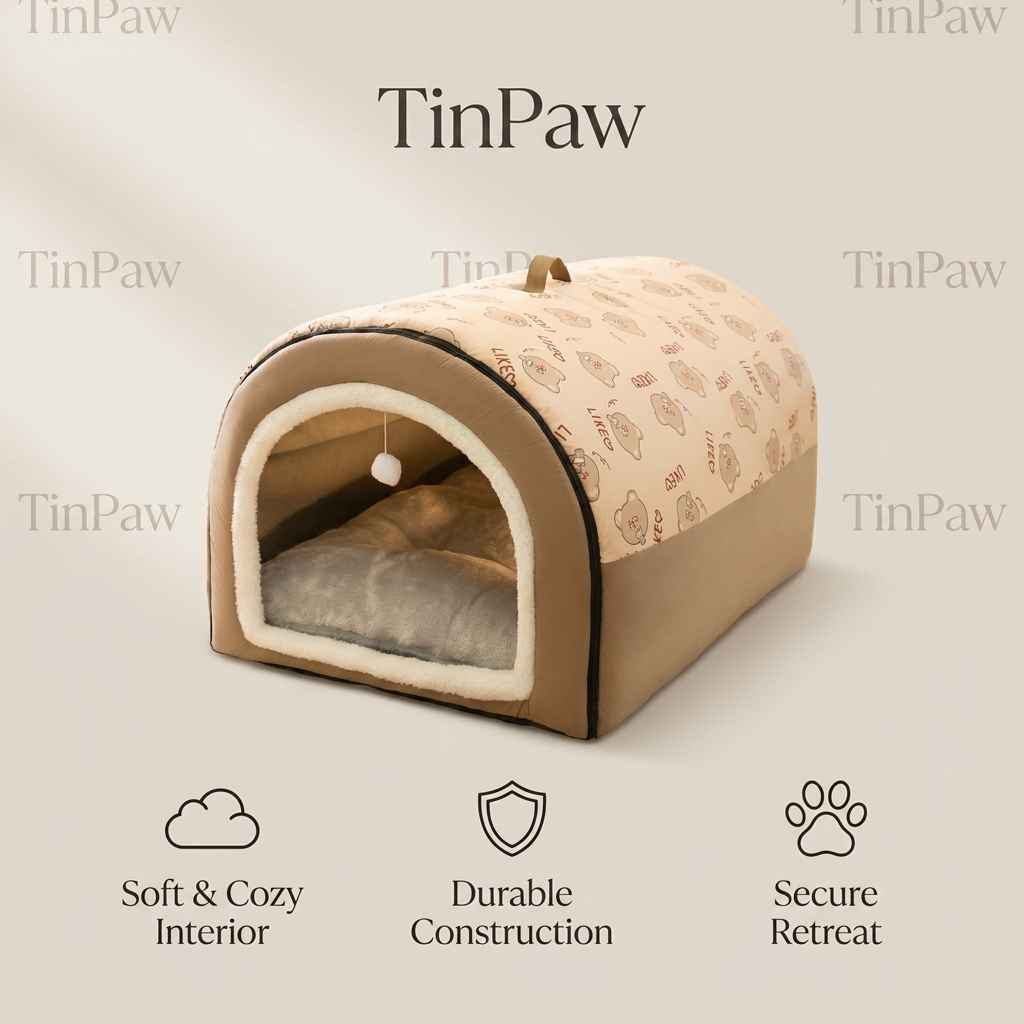 Washable Fleece Pet House for Cats and Dogs - Dog Beds & Furniture - TinPaw