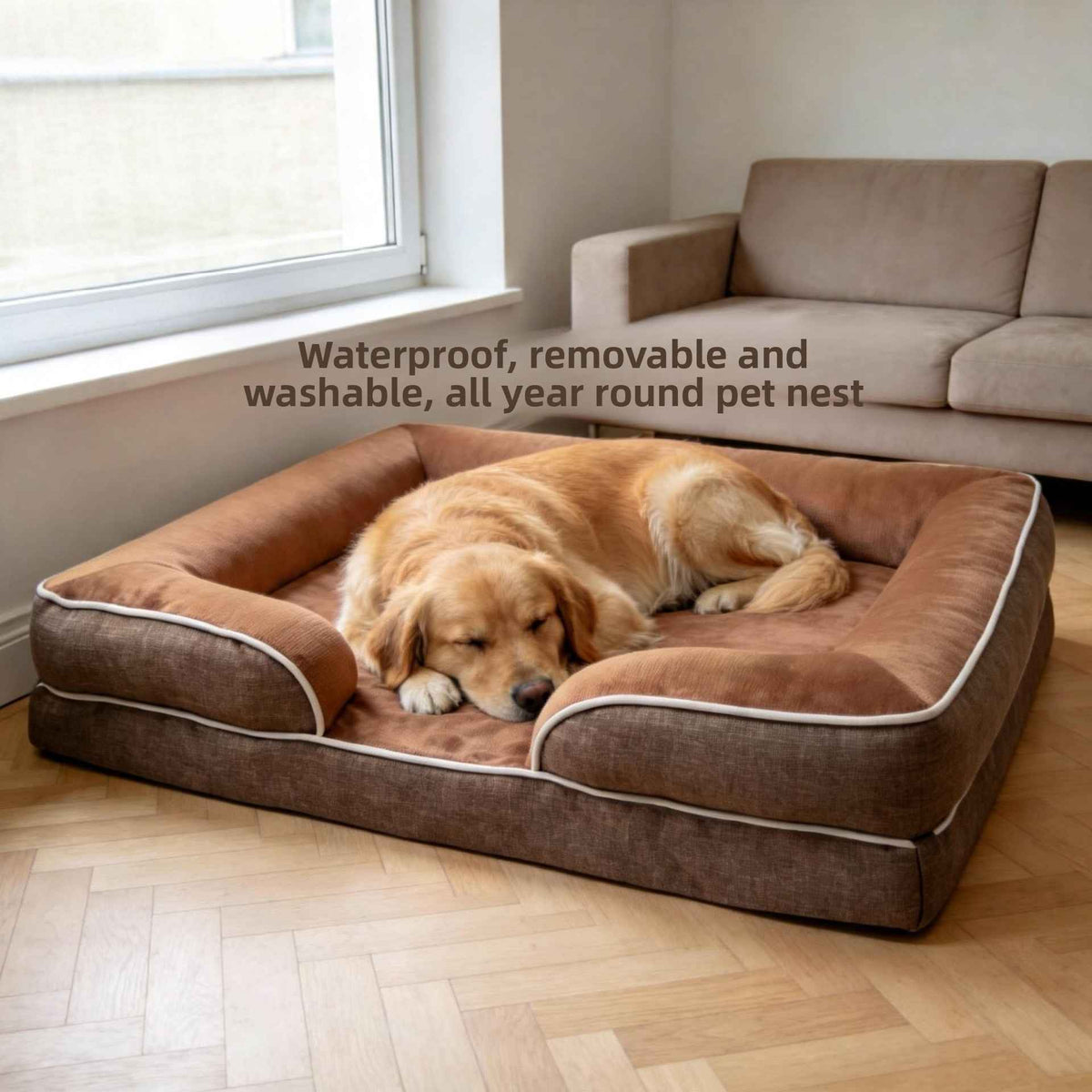 Washable Waterproof Pet Bed – Removable Cover - Dog Beds & Furniture - TinPaw
