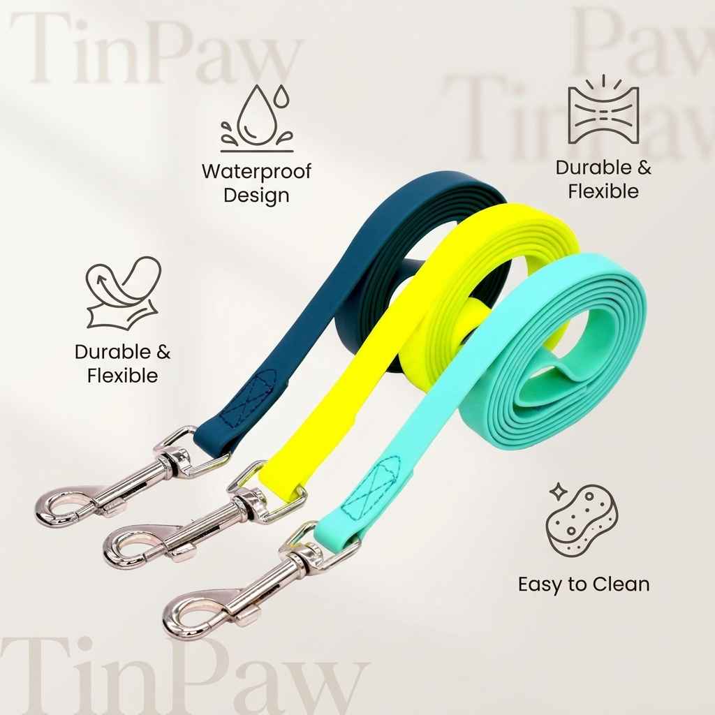 Waterproof PVC Dog Leash – Odour - Proof 1.2m Lead - Dog Gear - TinPaw