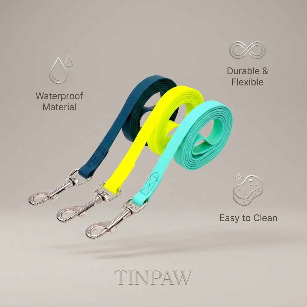 Waterproof PVC Dog Leash – Odour - Proof 1.2m Lead - Dog Gear - TinPaw