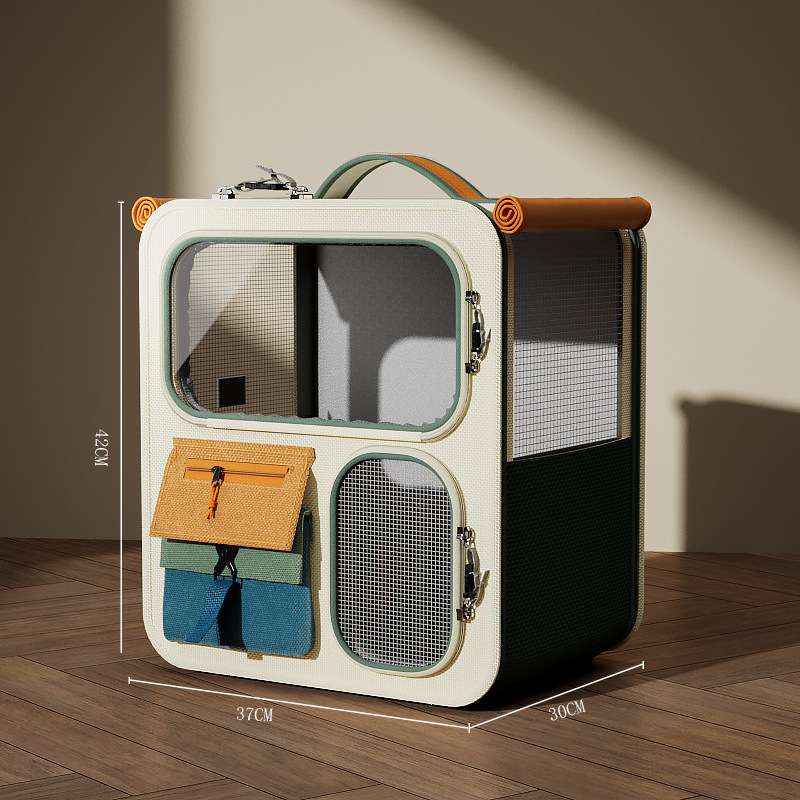 Rolling Pet Carrier Backpack With Clear Panels, 30 L - Dog Beds & Furniture - TinPaw - Mint green bag - 1 pcs - SU00105891 - Mint green bag - 1 pcs