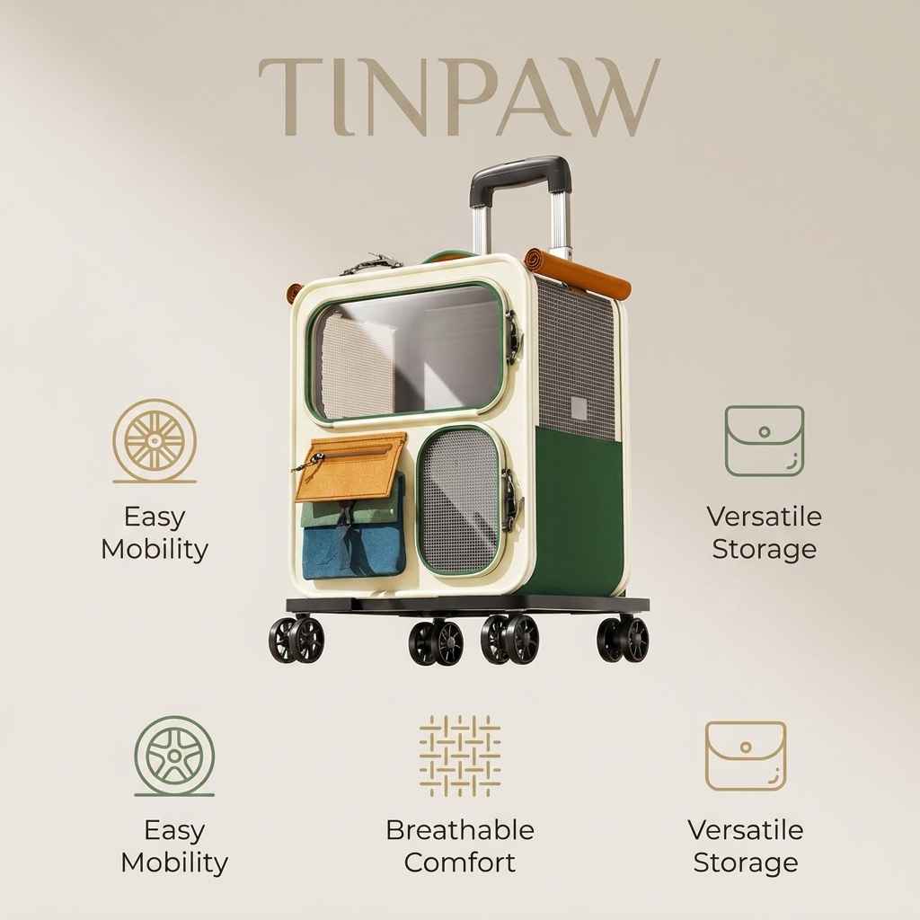 Rolling Pet Carrier Backpack With Clear Panels, 30 L - Dog Beds & Furniture - TinPaw
