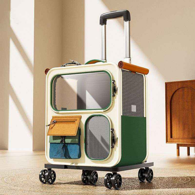 Rolling Pet Carrier Backpack With Clear Panels, 30 L - Dog Beds & Furniture - TinPaw