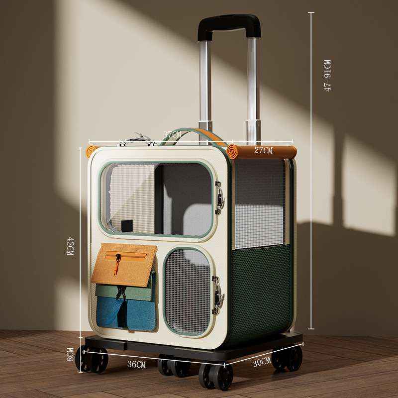 Rolling Pet Carrier Backpack With Clear Panels, 30 L - Dog Beds & Furniture - TinPaw - Mint green rolling duffel bag - 1 pcs - SU00105891 - Mint green rolling duffel bag - 1 pcs